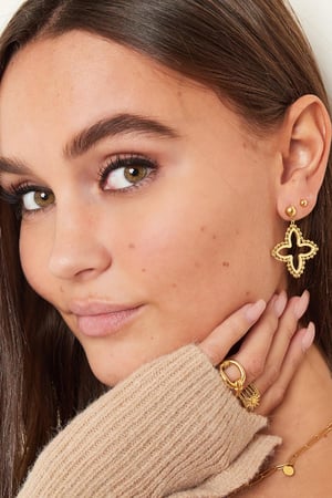 Earrings big clover Silver Color Stainless Steel h5 Picture2